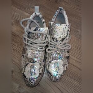 Steve Madden Cliff Metallic Snake Print Sneakers